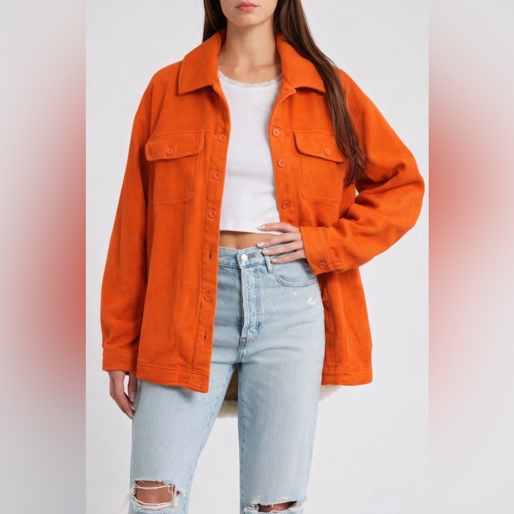 ⭐️HOST PICK⭐️Vintage Marisa Canvas Orange Button Sweatshirt Jacket 100% cotton L
